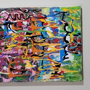 Red and Pink Abstract Painting Art